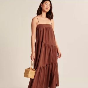 Abercrombie Rust Linen Blend Midi Dress (*strap broken*)